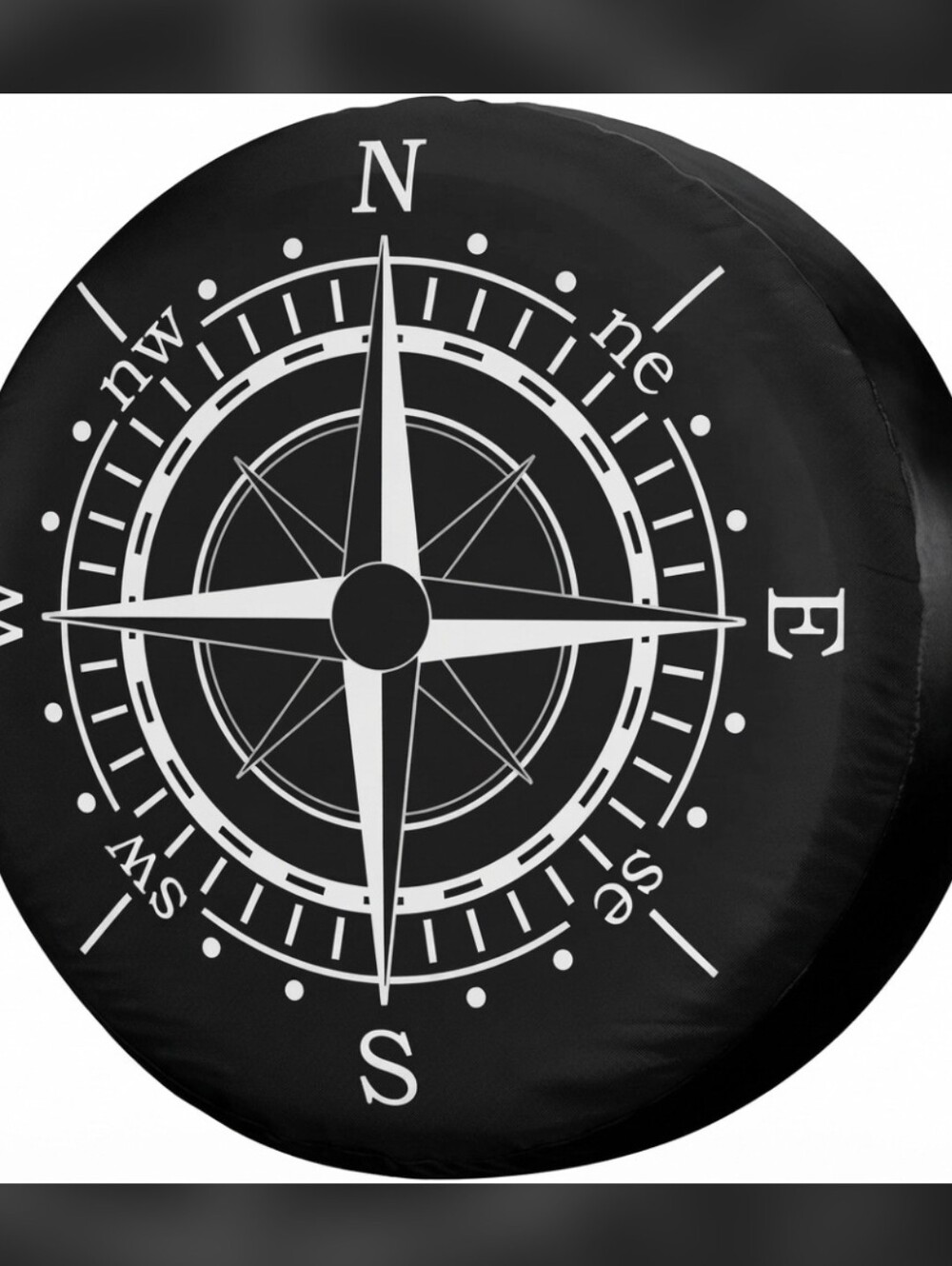 Compass Sun Dial Black Spare Tire Cover w/Backup Camera Hole Wheel RV JEEP 30in